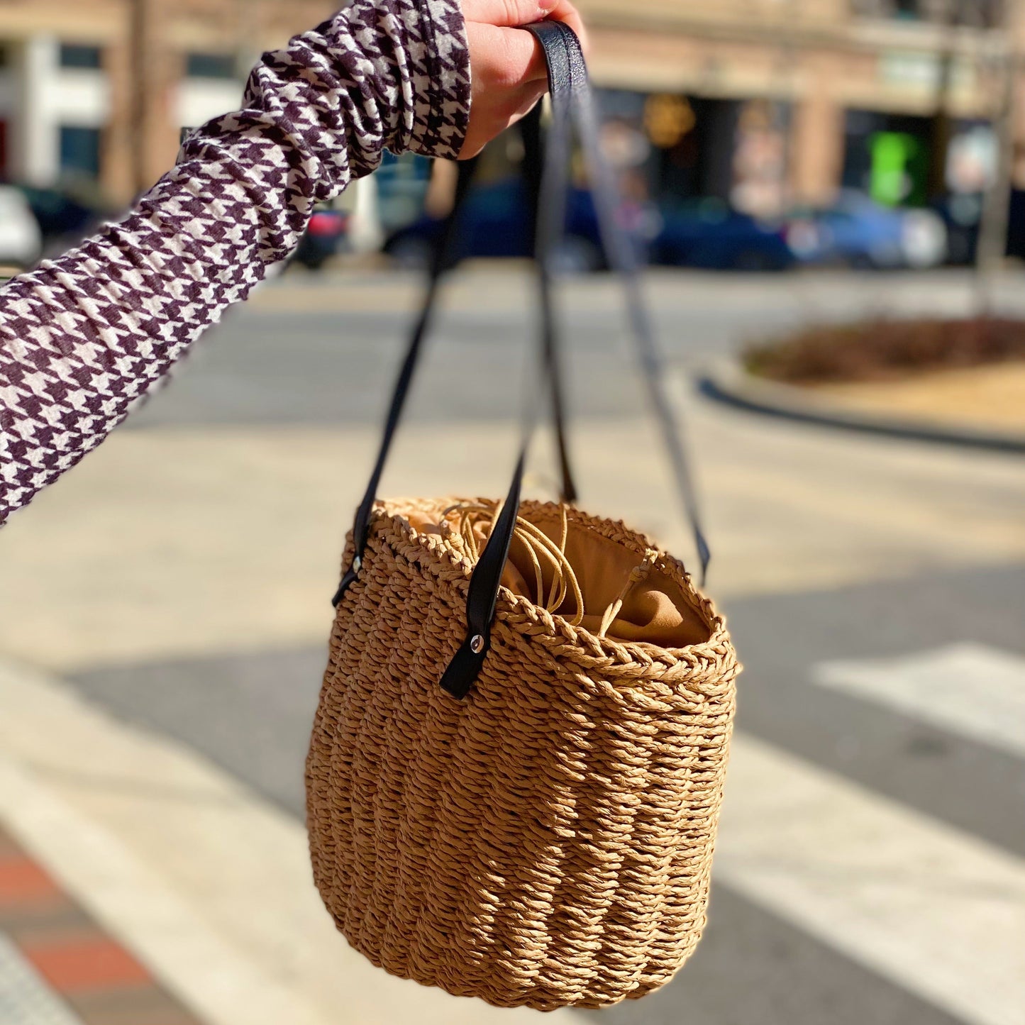 "Happy Face Straw Tote"